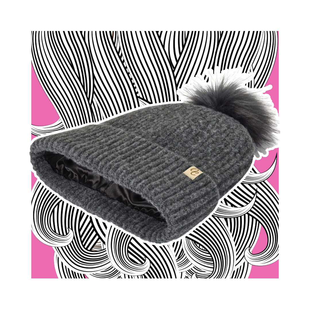 Gorro de raso con pompón Satin - Lined Beanie mit PomPom - lockenkopf