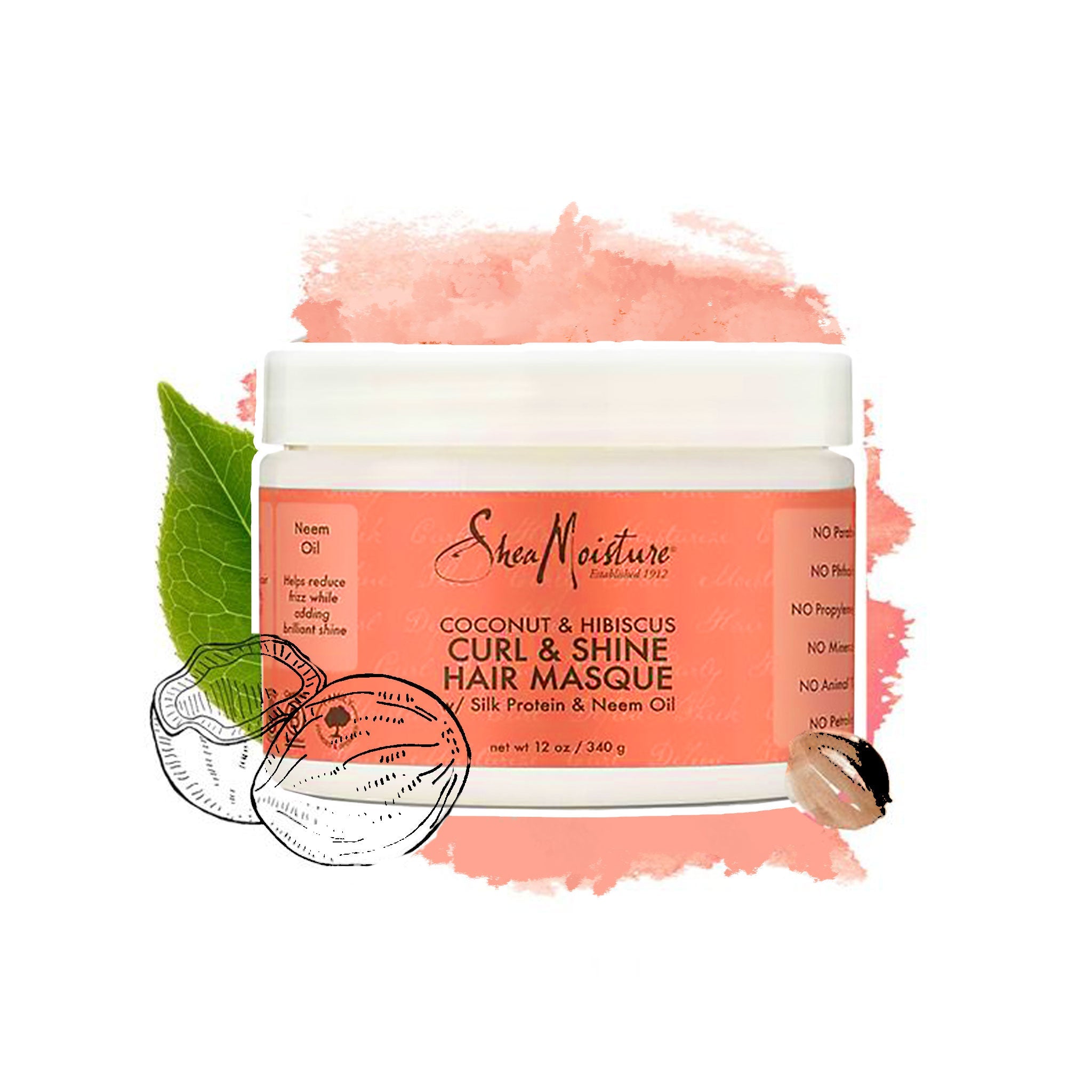Masque capillaire Curl & Shine à la noix de coco et à l'hibiscus Coconut & Hibiscus Curl & Shine Hair Masque - lockenkopf