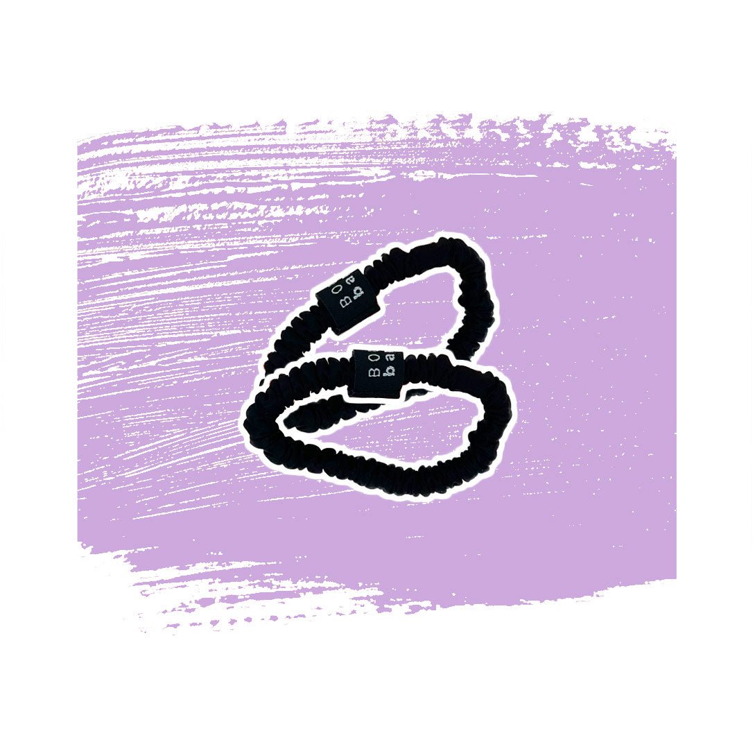 Satin Scrunchie Set Slim Black - lockenkopf