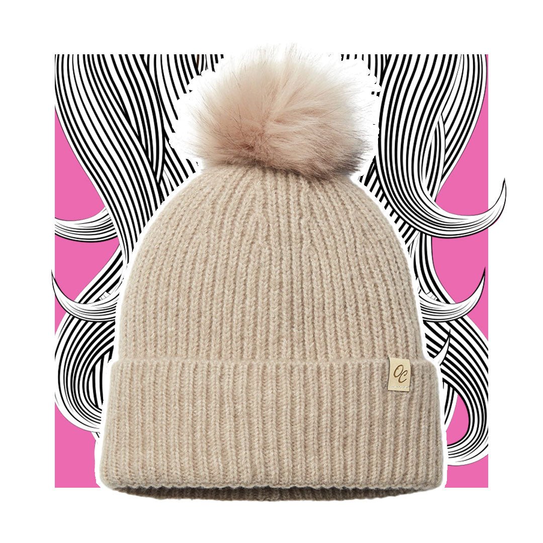 Satin - Lined Beanie mit PomPom - lockenkopf